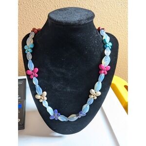multicoloured glass bead floral necklace‎